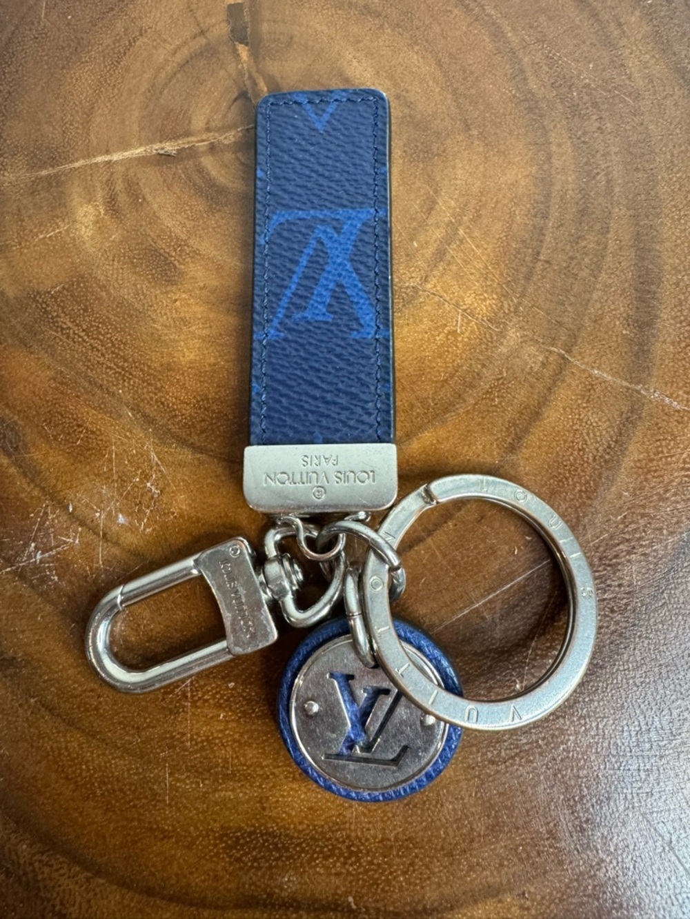 LUIS VUITTON Neo LV Club Bag Charm And Key Holder in Cobalt Monogram Canvas.